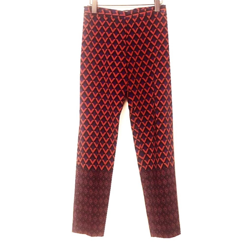 Amazing Red/Blue Silk-Like Printed Pants - NWOT